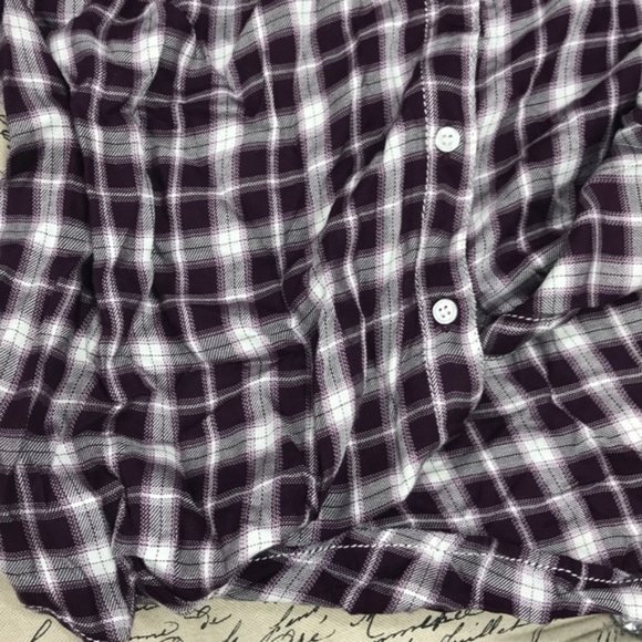 Max Studio Plaid Ruffle Sleeve Blouse - Picture 6 of 6